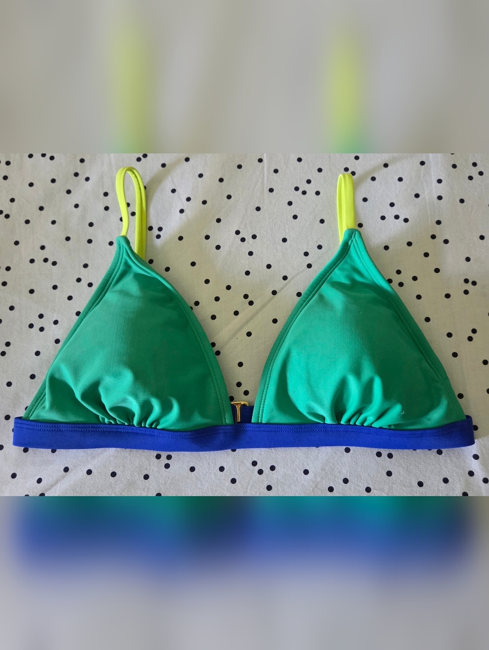 Women’s Wild Fable Triangle Bikini Top Removable Pads Green Blue Size M